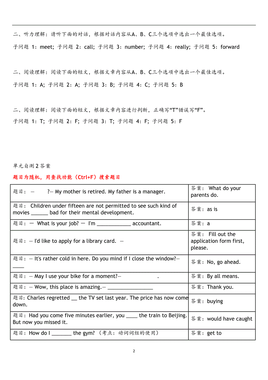 作业考试：2018年电大网上形考管理英语1答案及解析_第2页