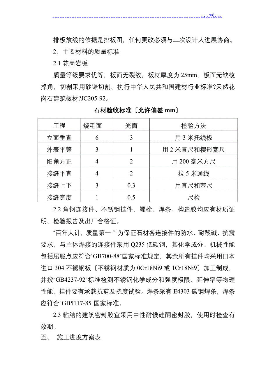 xx市技术办公楼石材幕墙承包工程施工组织设计_第3页