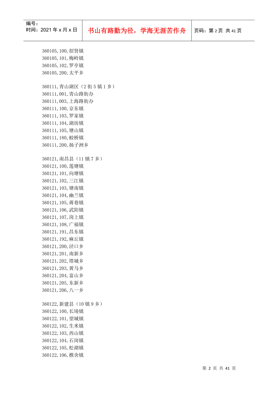 江西省行政区划代码表_第2页