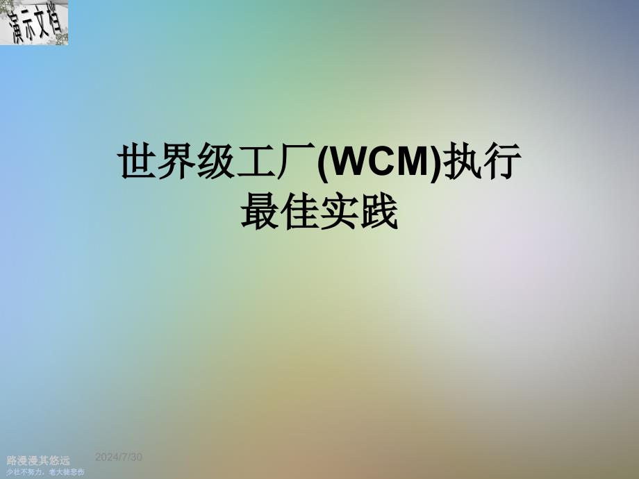 世界级工厂(WCM)执行最佳实践课件_第1页