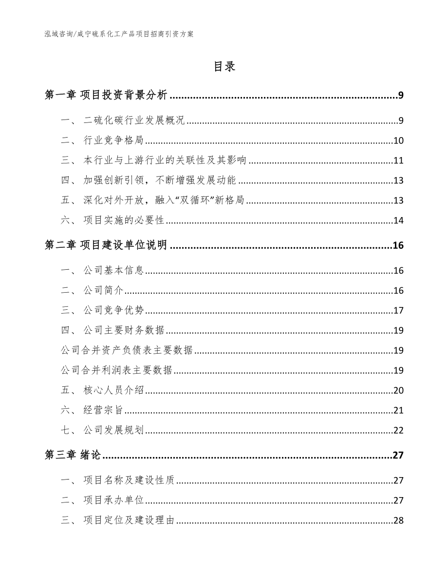 咸宁硫系化工产品项目招商引资方案（范文参考）_第2页