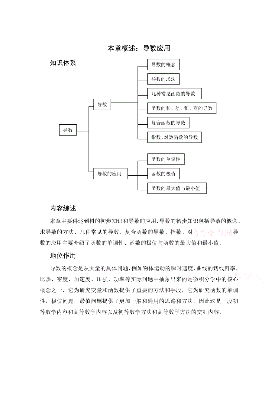 北师大版数学选修11教案：第3章本章概述：导数应用_第1页