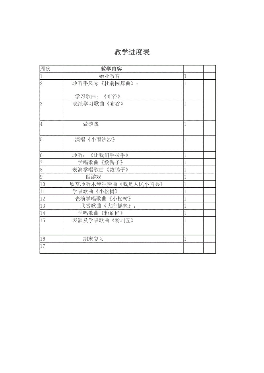 人教版小学一年级下册音乐教学计划_第3页