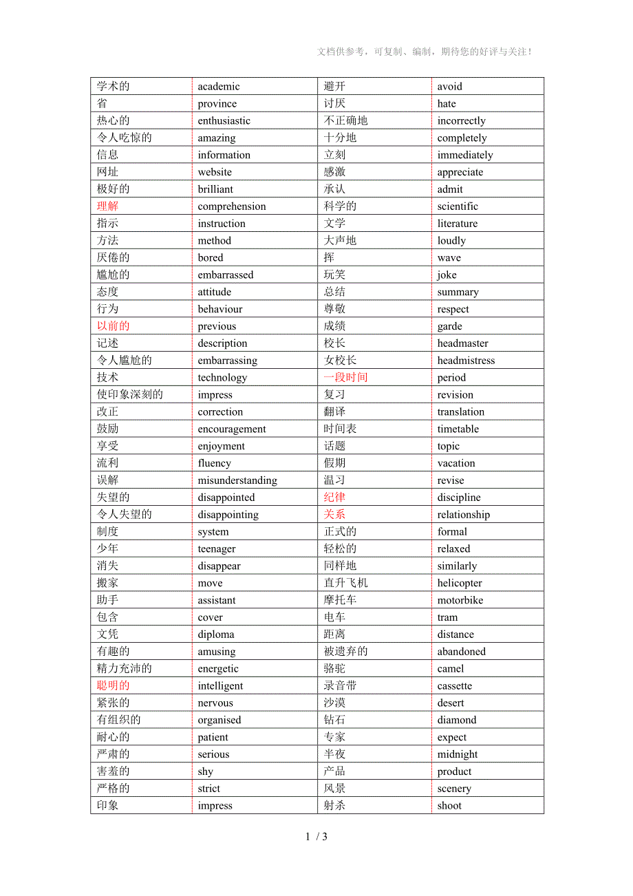 高一必修一英语单词_第1页