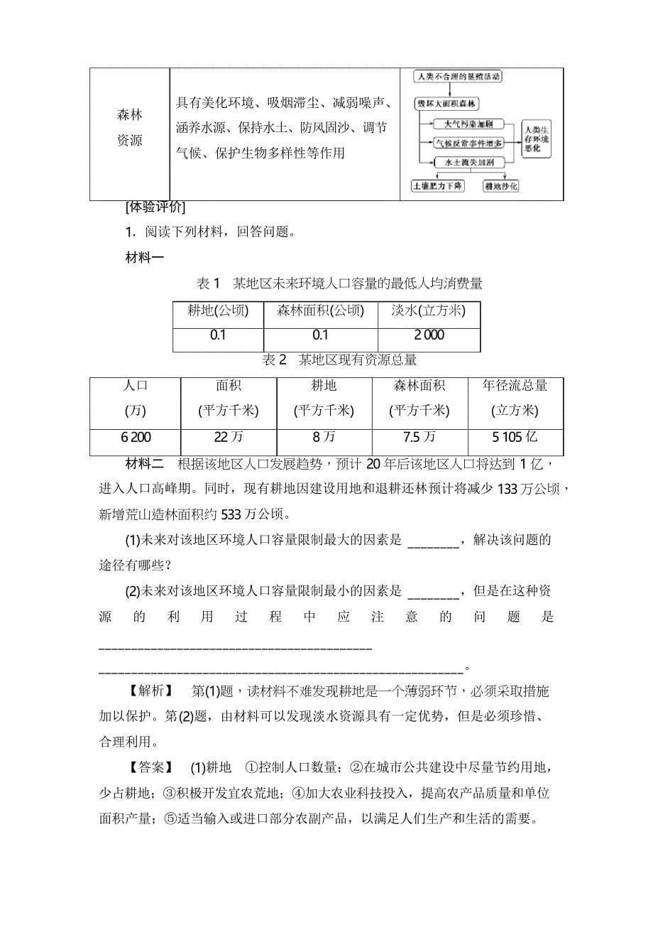 高中地理湘教版必修2学案第1章 第2节 人口合理容量_第5页