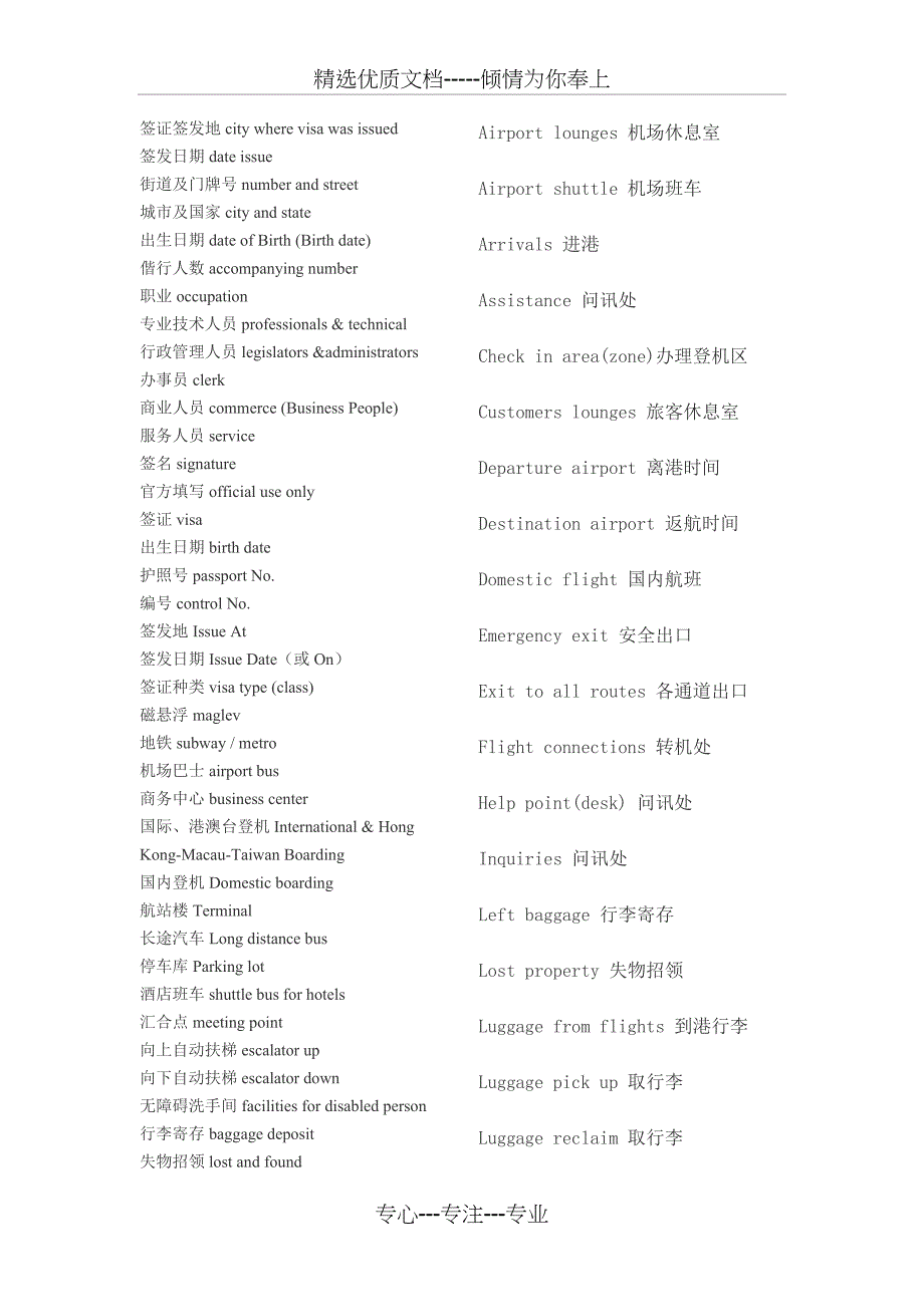 机场英语必备+机场口语(共6页)_第2页