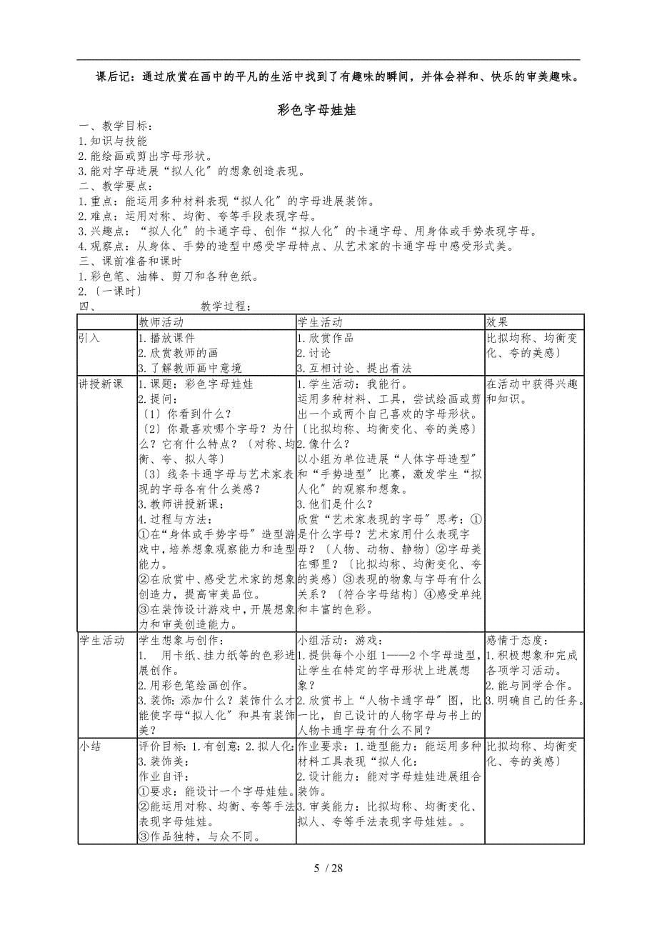 岭南版二年级下册美术全册教案_第5页