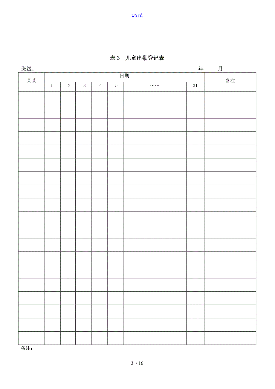托儿所幼儿园教育卫生保健工作要求规范表格_第3页