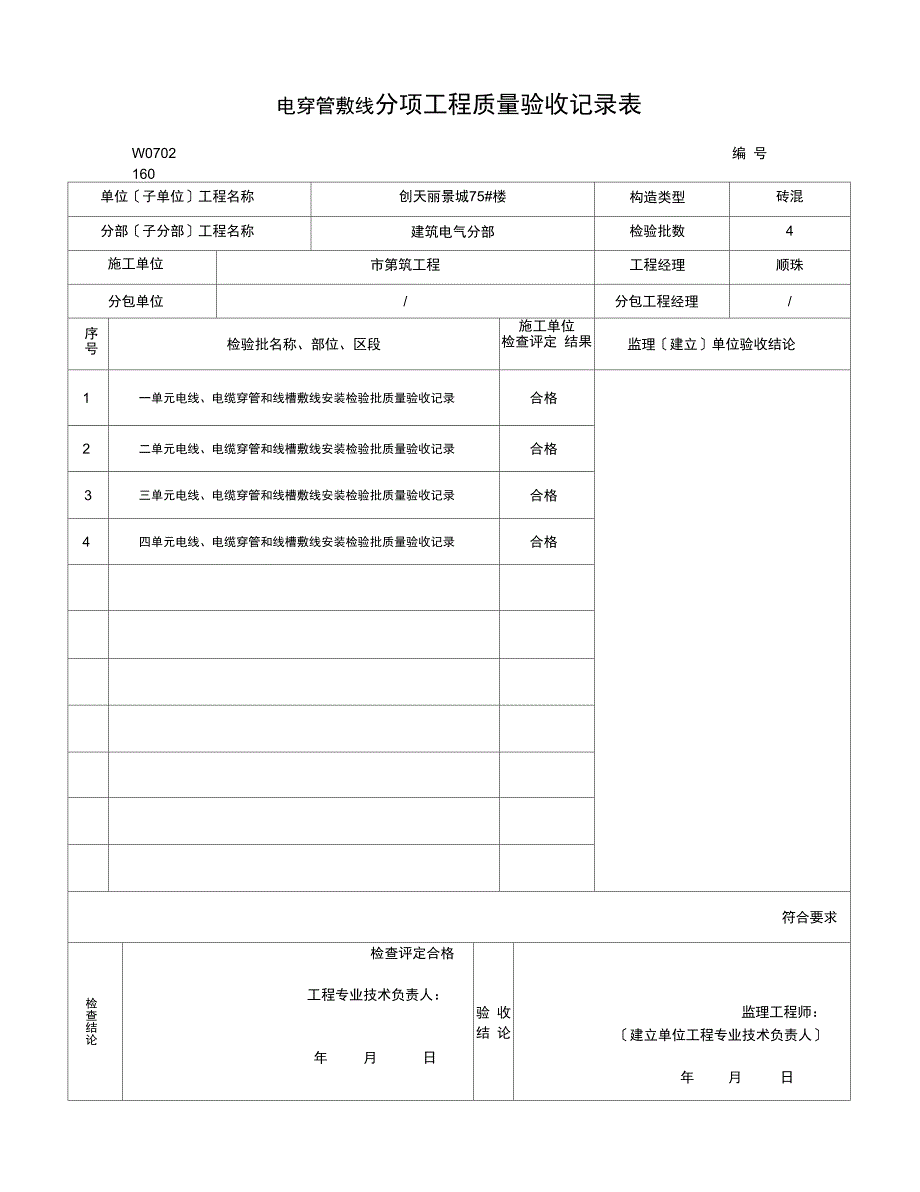 分项工程质量验收记录文稿表_第1页