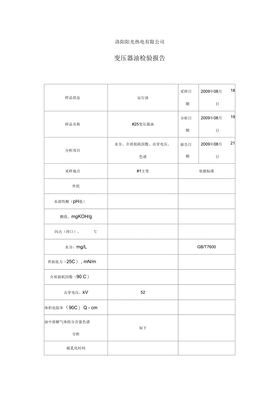 变压器油分析报告_第1页