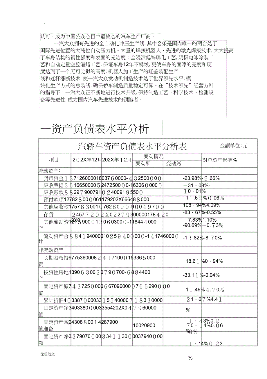 财务分析实施报告一汽大众_第2页