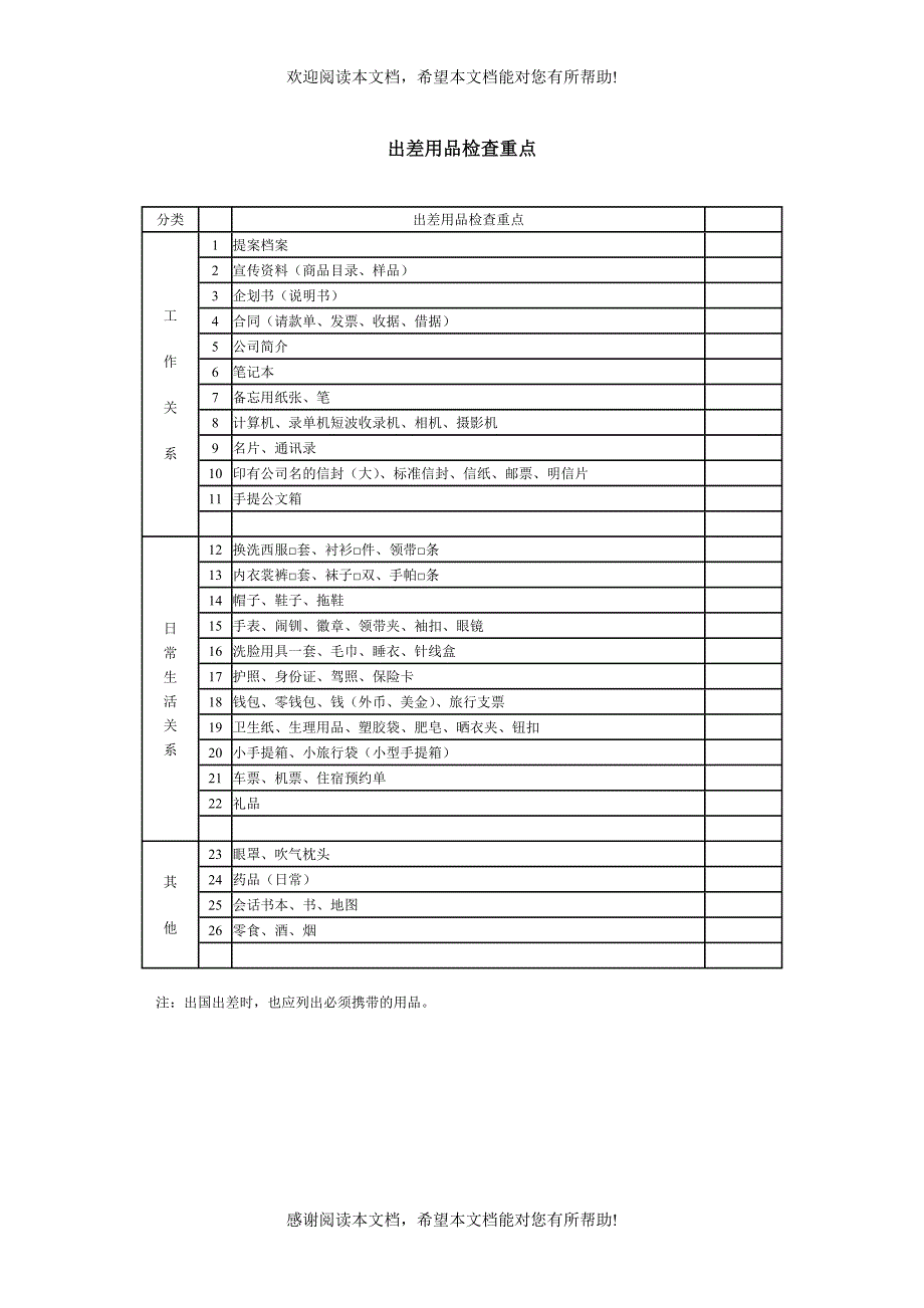 出差用品檢查重點_第1页