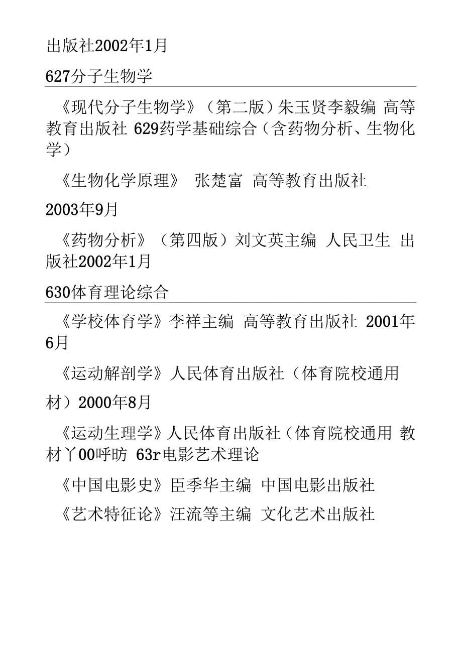 Fmyuevi重庆大学2010年硕士研究生入学考试科目及参考书目_第5页