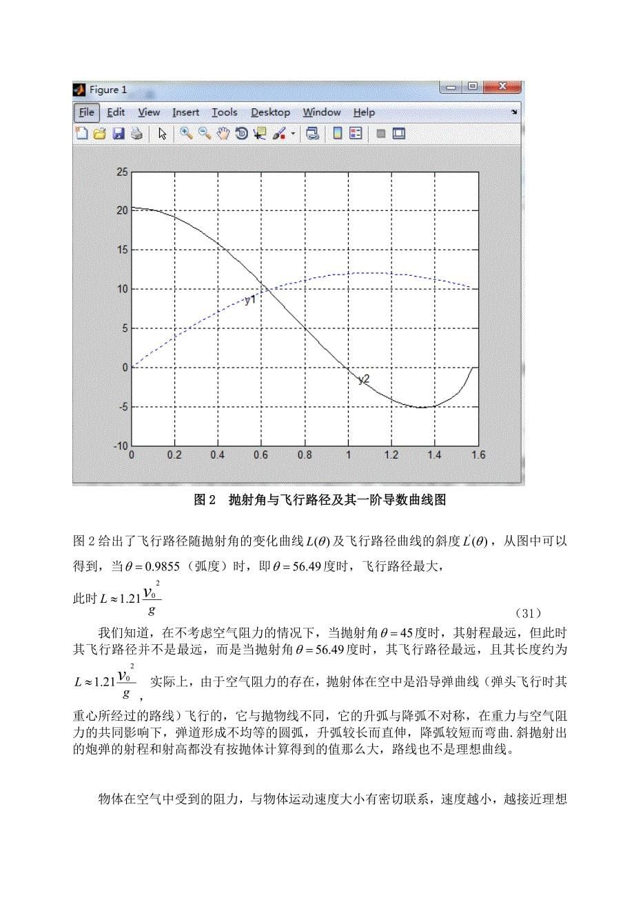 matlab报告——用matlab研究抛体运动_第5页