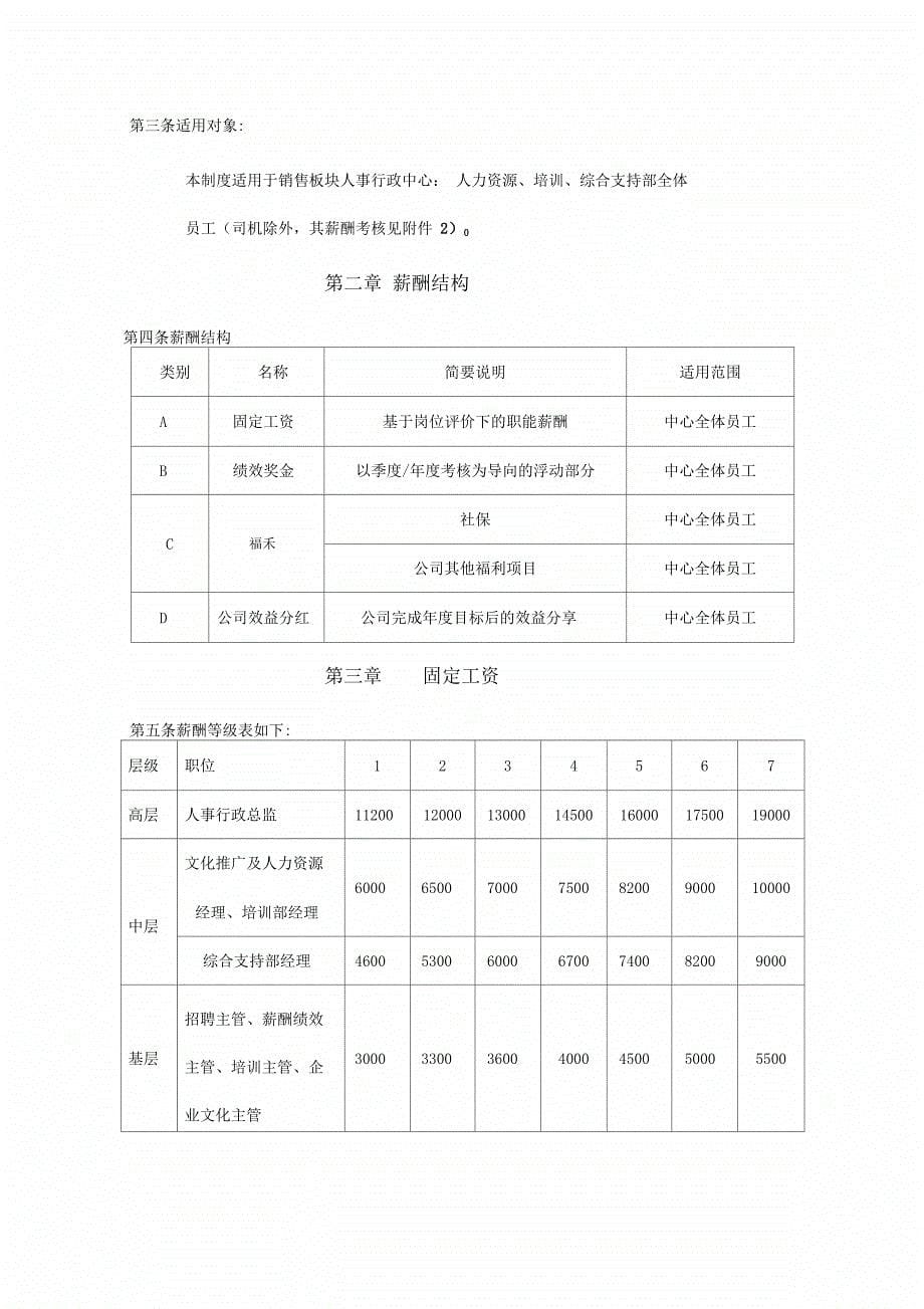 人事行政中心薪酬考核管理制度_第5页