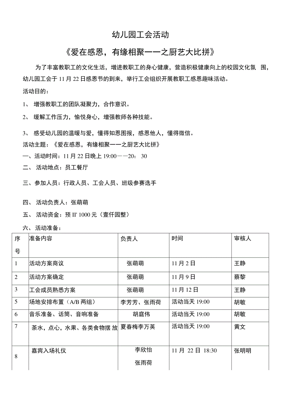 幼儿园工会活动方案——厨艺大比拼_第1页