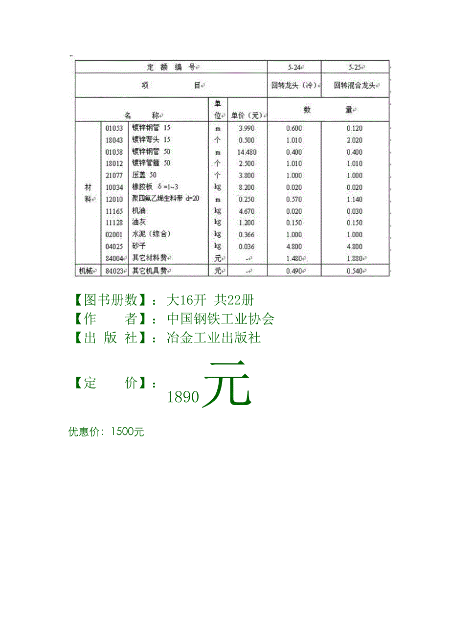 钢铁具体预算定额钢铁企业检修定额钢铁企业费用定额_第1页