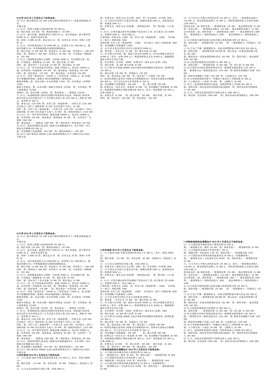 预算会计会计分录复习题_第2页
