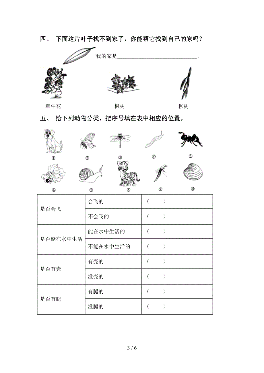 大象版一年级科学上册期中测试卷及答案【可打印】.doc_第3页