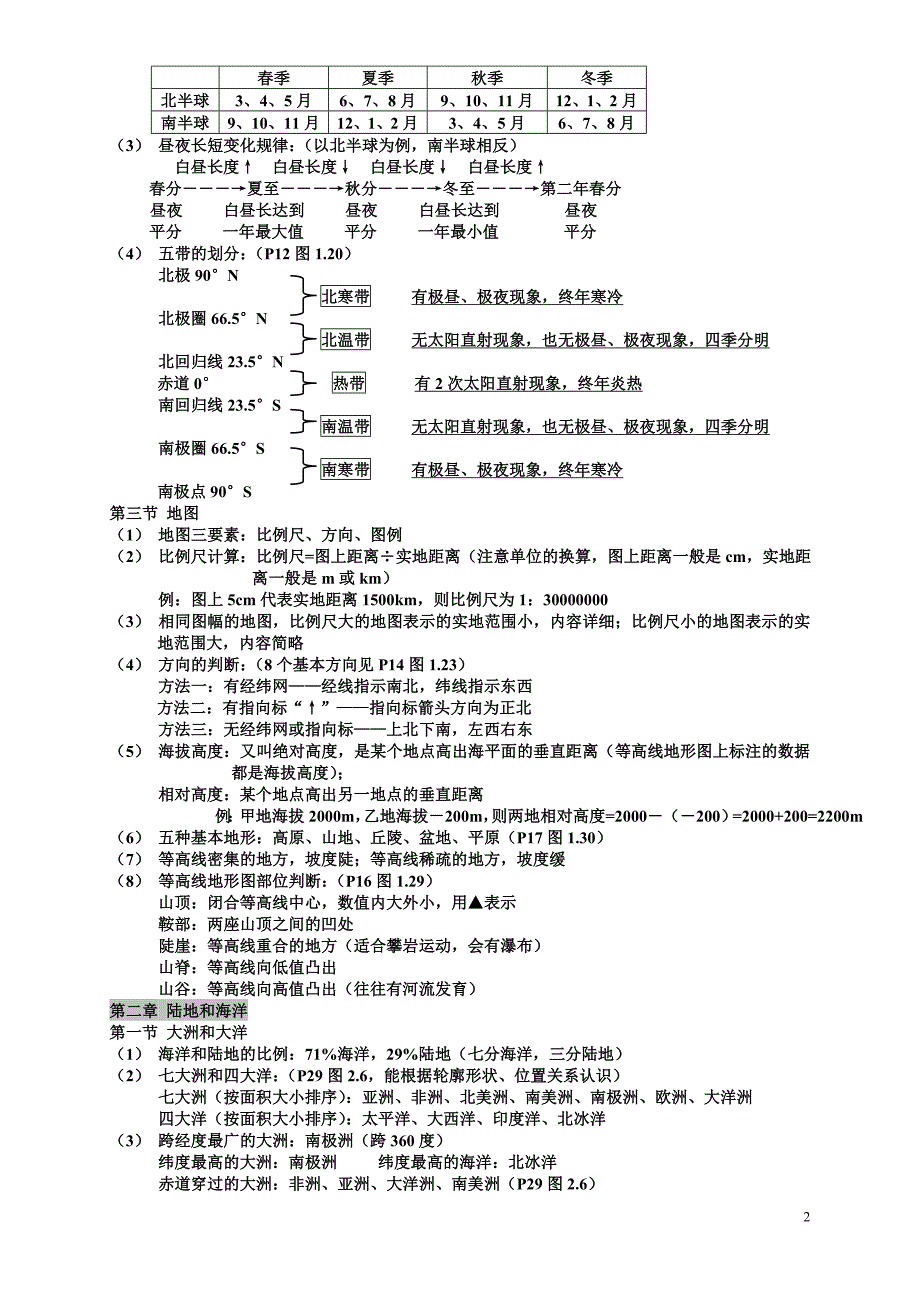 人教版七年级上册地理复习提纲.doc_第2页