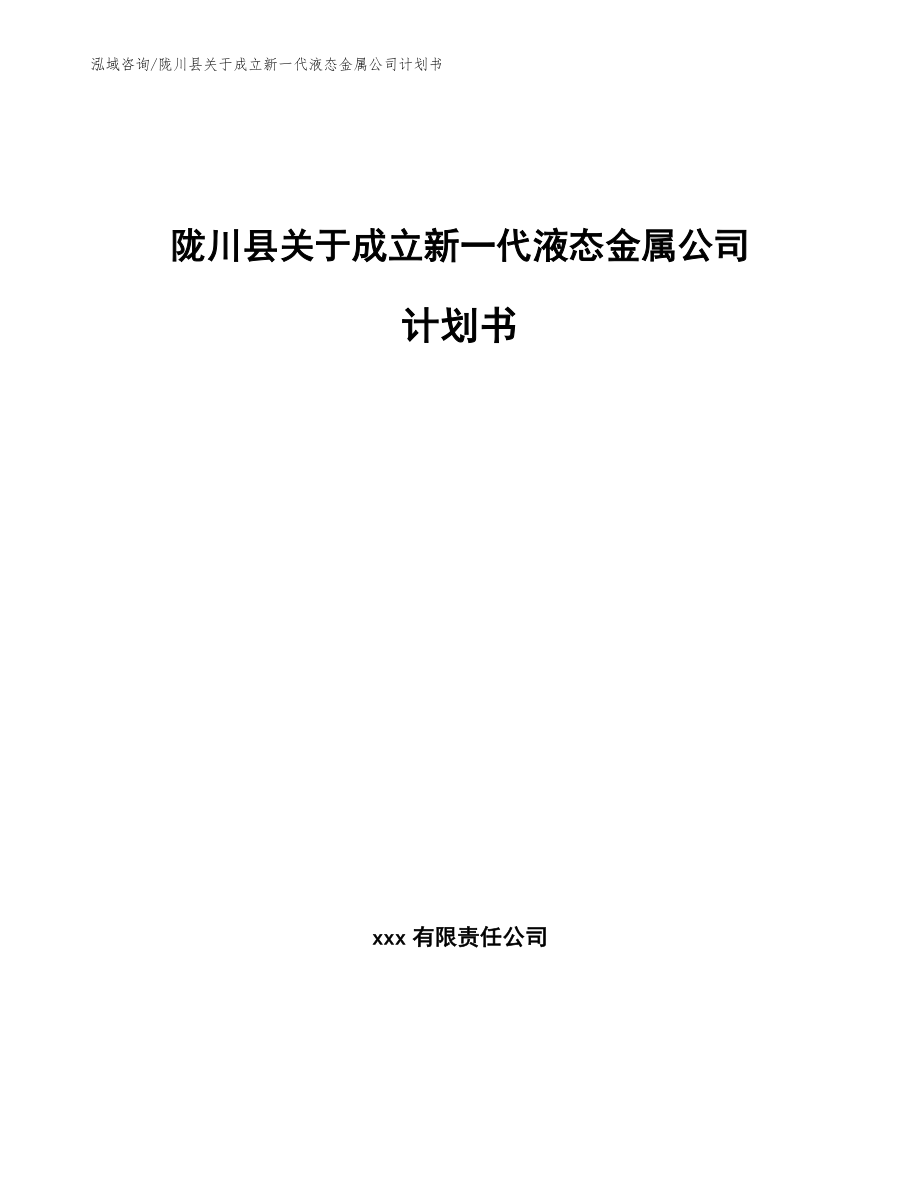 陇川县关于成立新一代液态金属公司计划书（范文模板）_第1页
