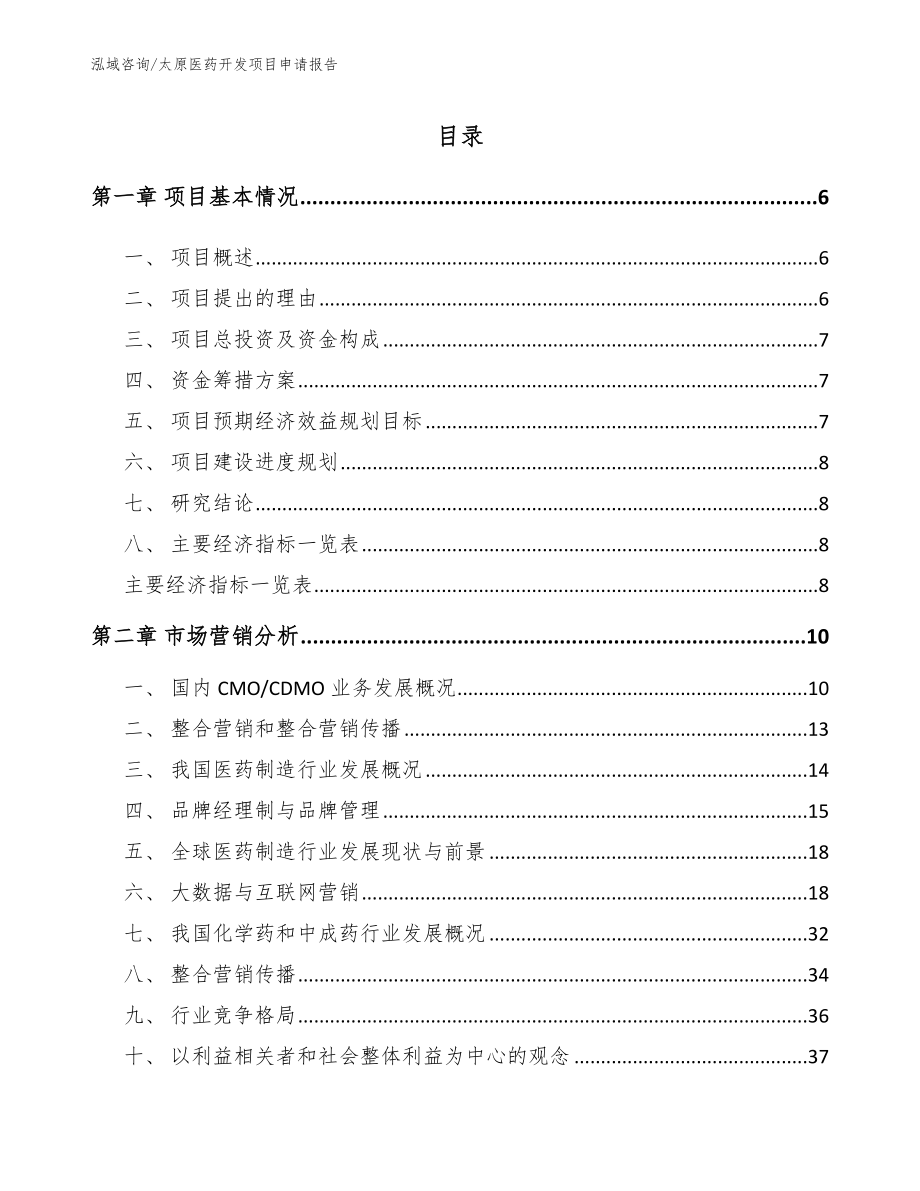 太原医药开发项目申请报告【范文模板】_第1页