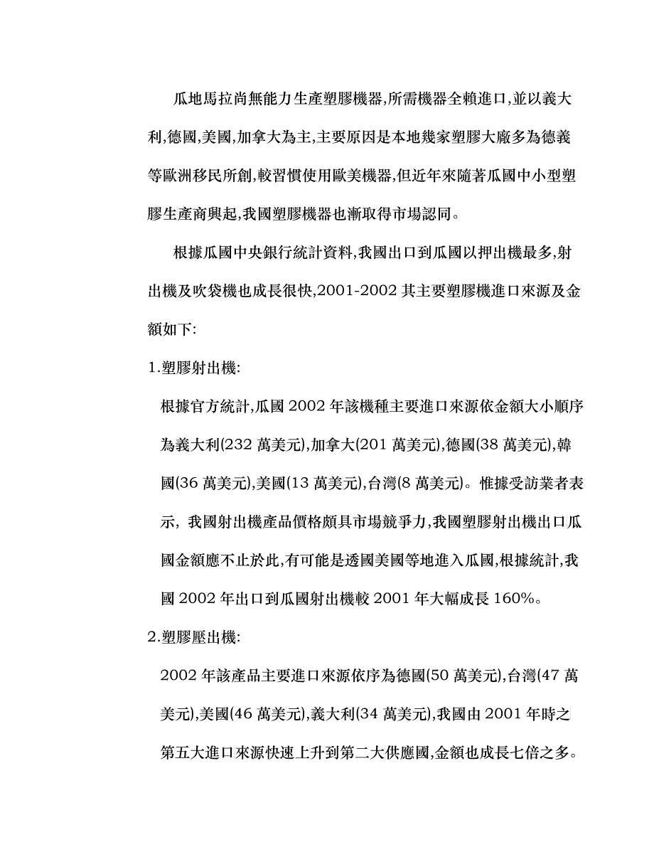 促进塑胶加工业赴瓜地马拉投资分析_第3页