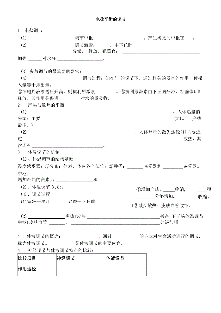 水盐平衡的调节1水盐调节调节中枢产生渴觉的中枢在2_第1页