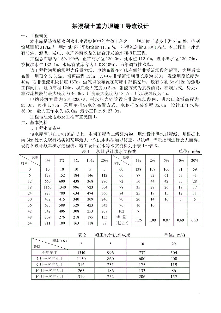 某混凝土重力坝施工导流设计_第1页