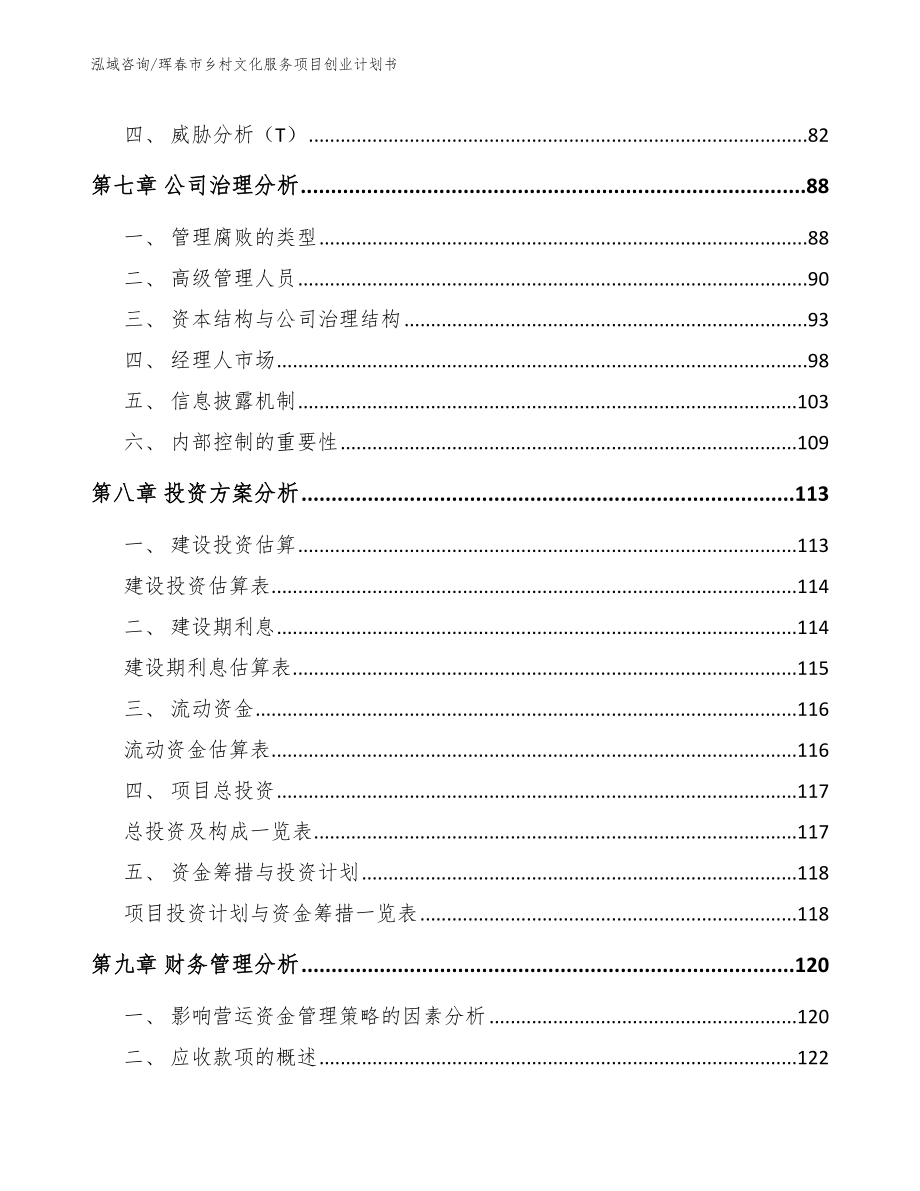 珲春市乡村文化服务项目创业计划书_第4页