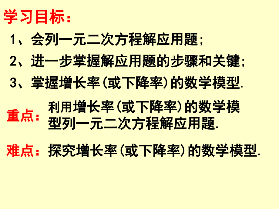 一元二次方程应用题增长率下降率课件_第1页