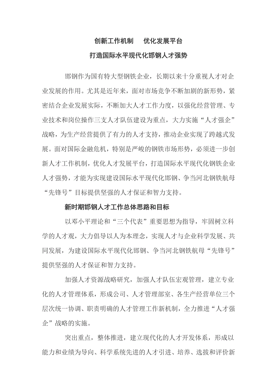XX钢铁集团人才战略_第1页