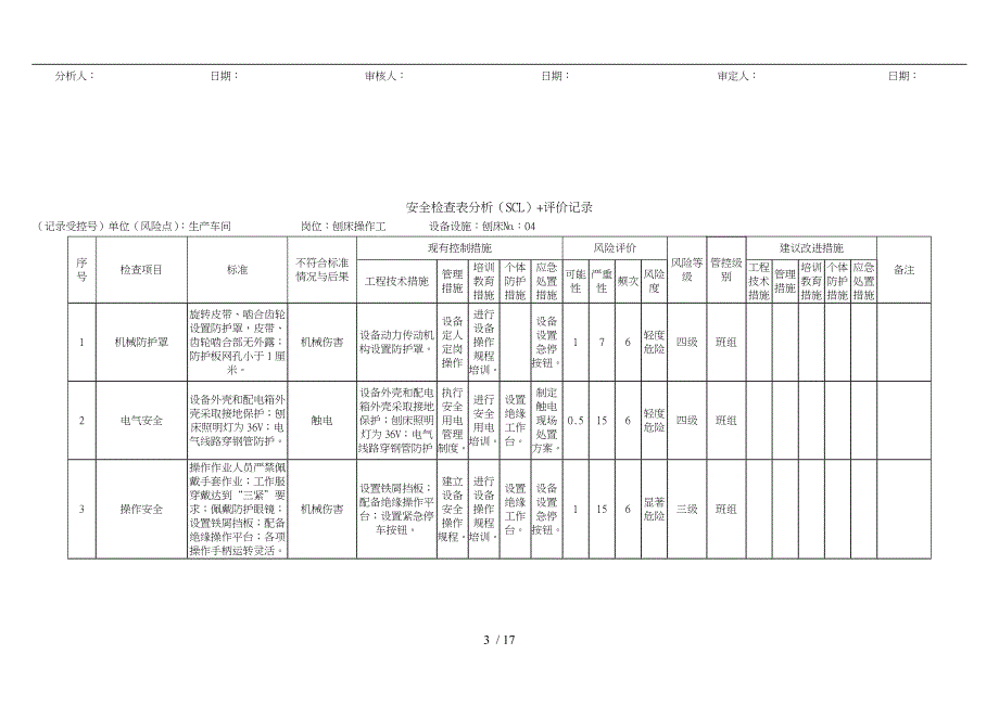 安全检查表分析(SCL)评价记录文本_第3页