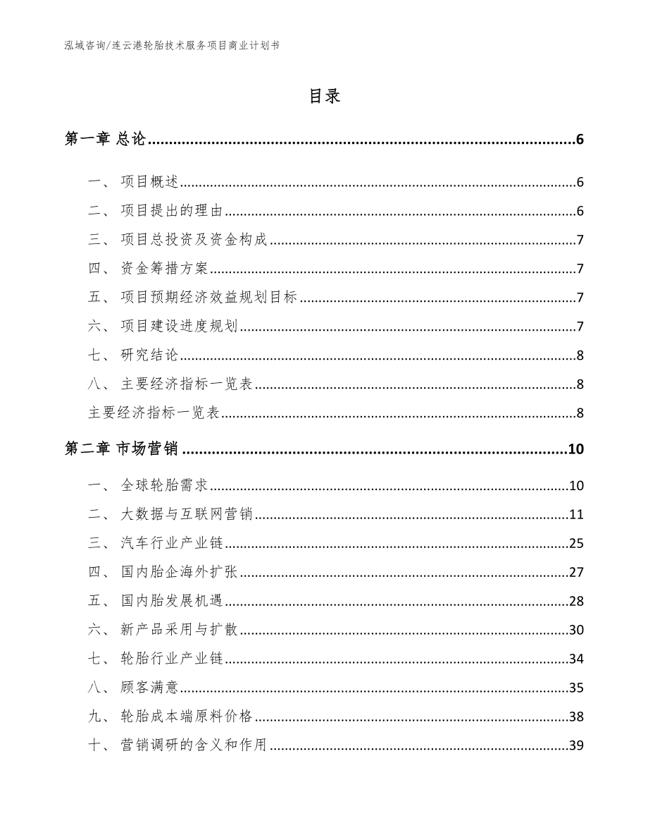 连云港轮胎技术服务项目商业计划书_第1页