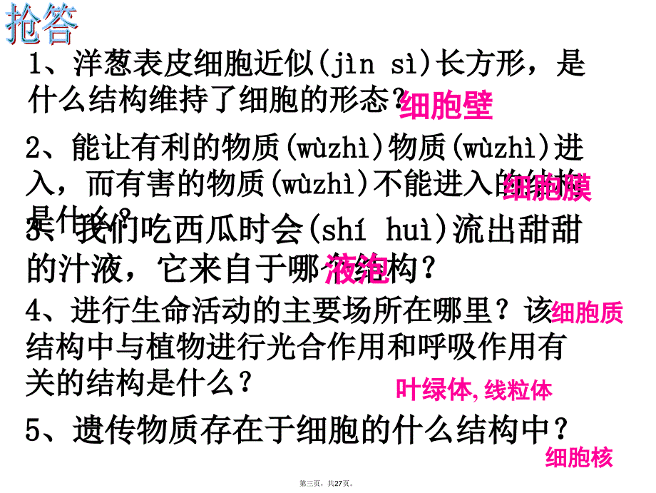 七年级生物：人和动物细胞的结构和功能说课材料_第3页