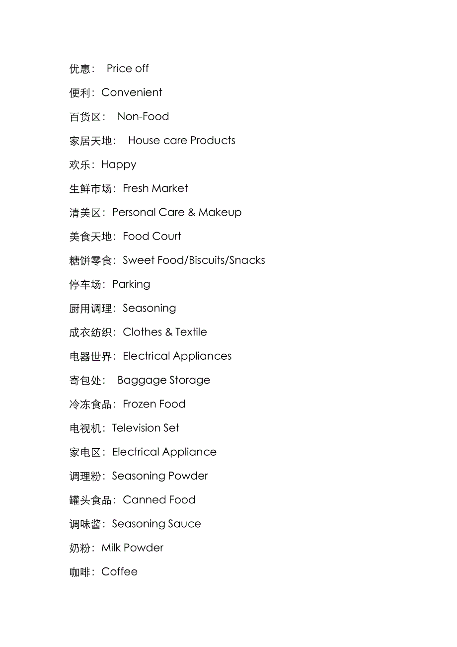 超市商品分类英文_第1页