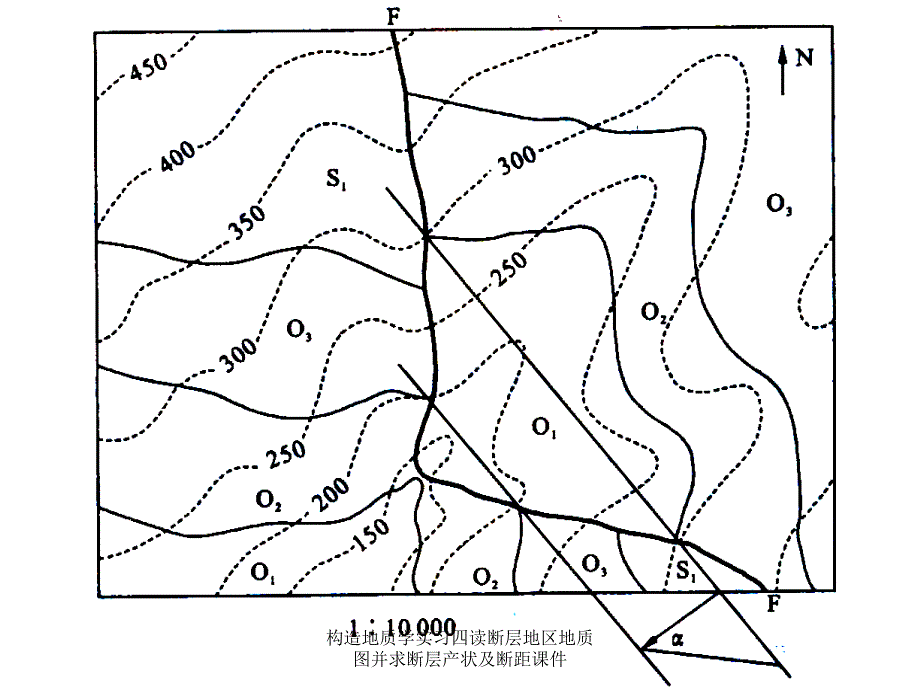 构造地质学实习四读断层地区地质图并求断层产状及断距课件_第4页