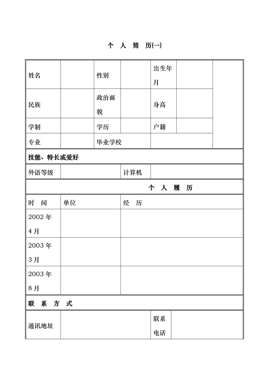 个人简历 模板_第1页