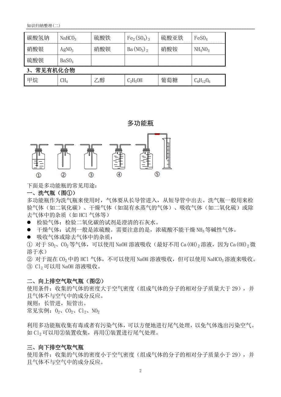 常见物质的化学式、多功能瓶、除杂、鉴定_第2页