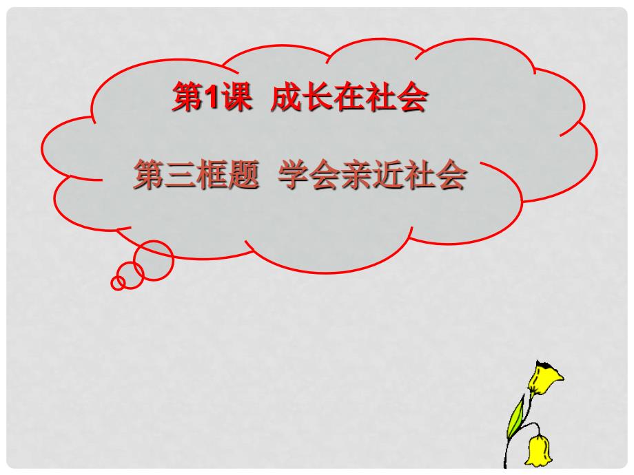 江苏省盐城市九年级政治全册 第一单元 亲近社会 第1课 成长在社会 第3框 学会亲近社会课件 苏教版_第1页