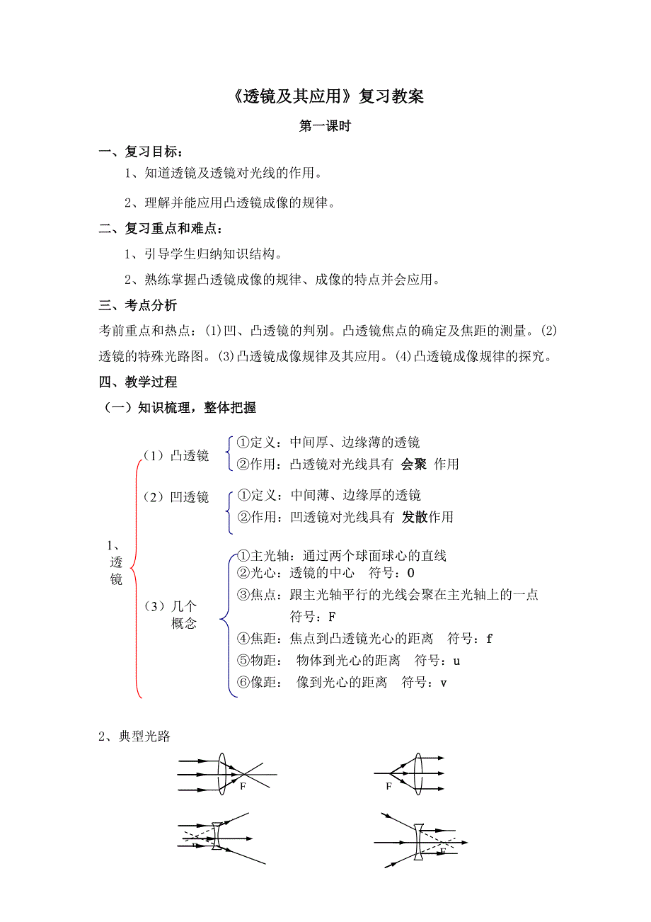 《透镜及其应用》复习教案_第1页