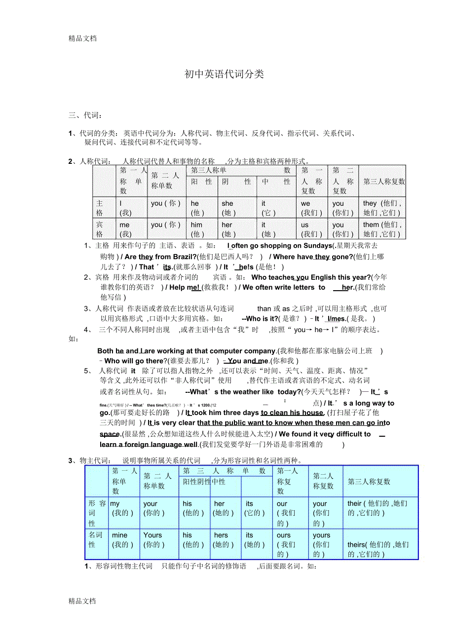 最新英语代词分类_第1页