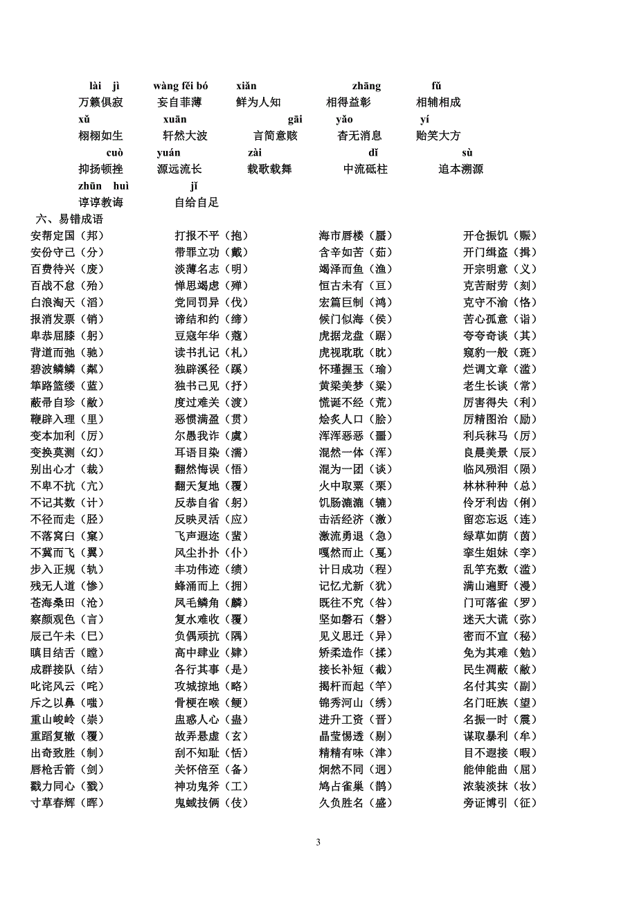 中考易错字音字形归纳_第3页