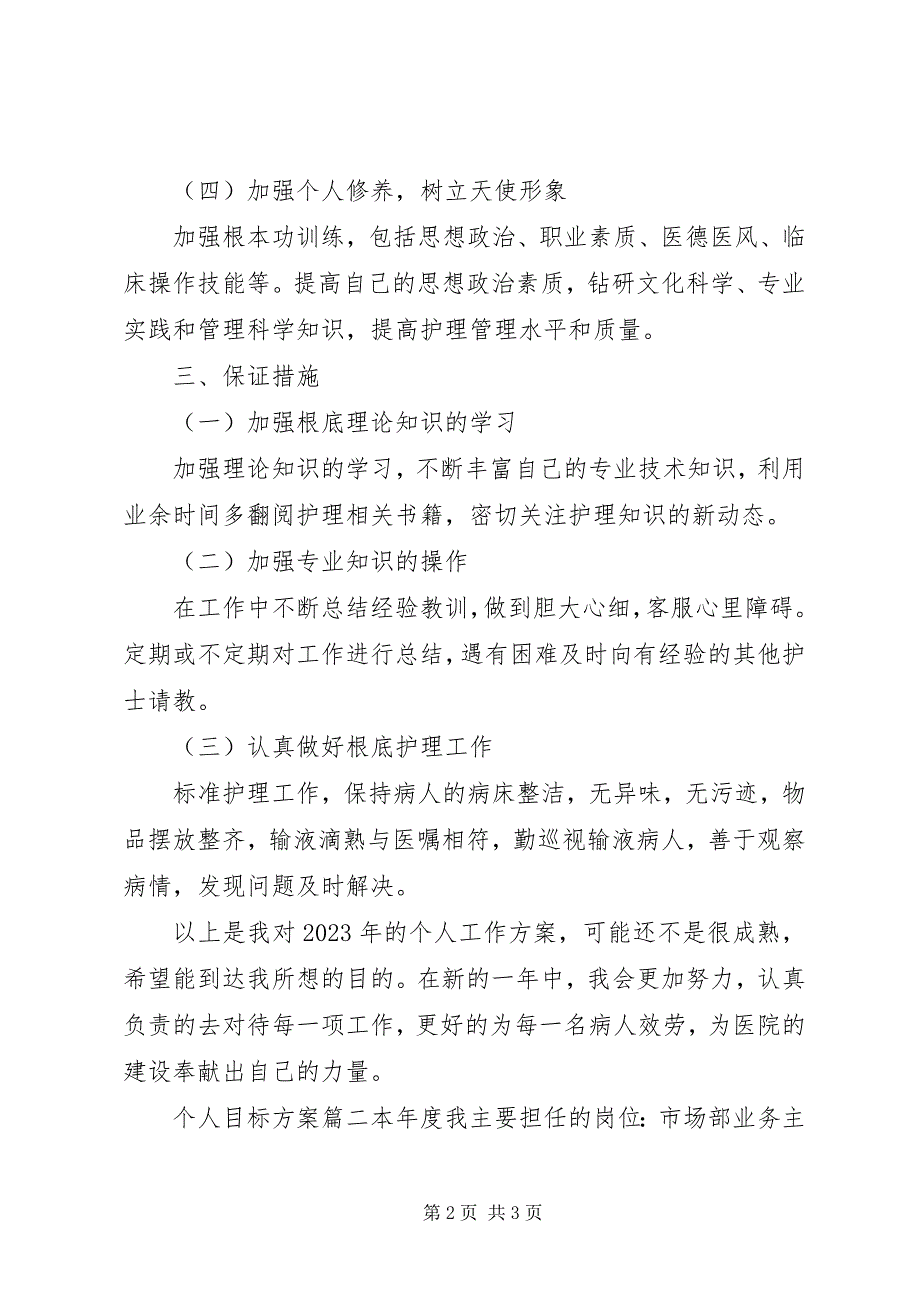 2023年个人工作目标和计划个人目标计划.docx_第2页