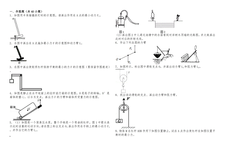 杠杆与滑轮作图题_第1页