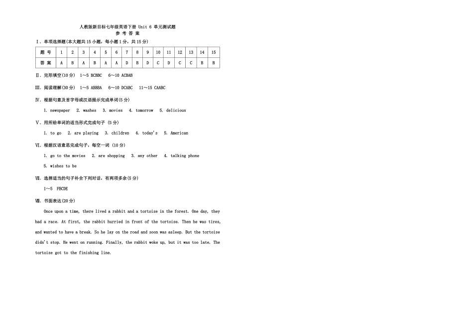 【最新】七年级英语下册Unit6I’mwatchingTV测试题人教新目标版_第4页