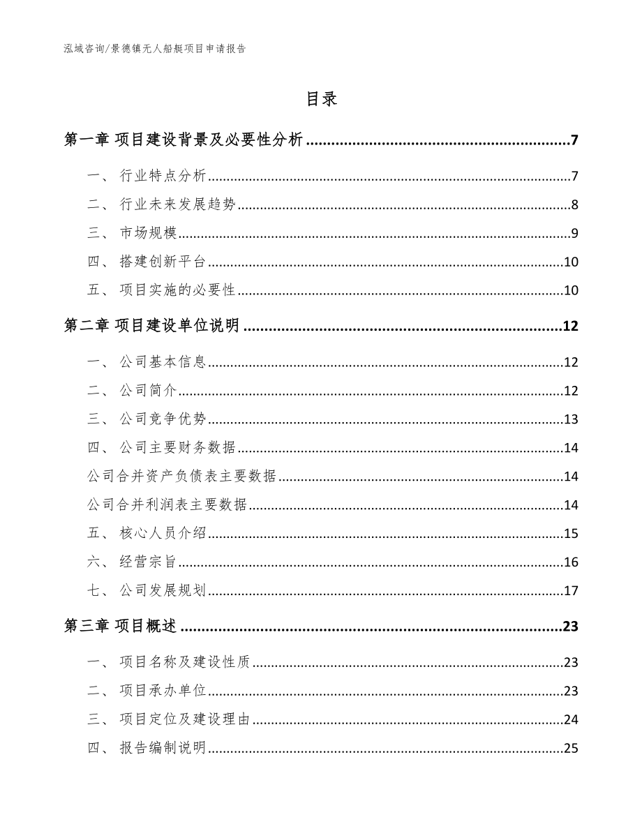 景德镇无人船艇项目申请报告【参考模板】_第1页