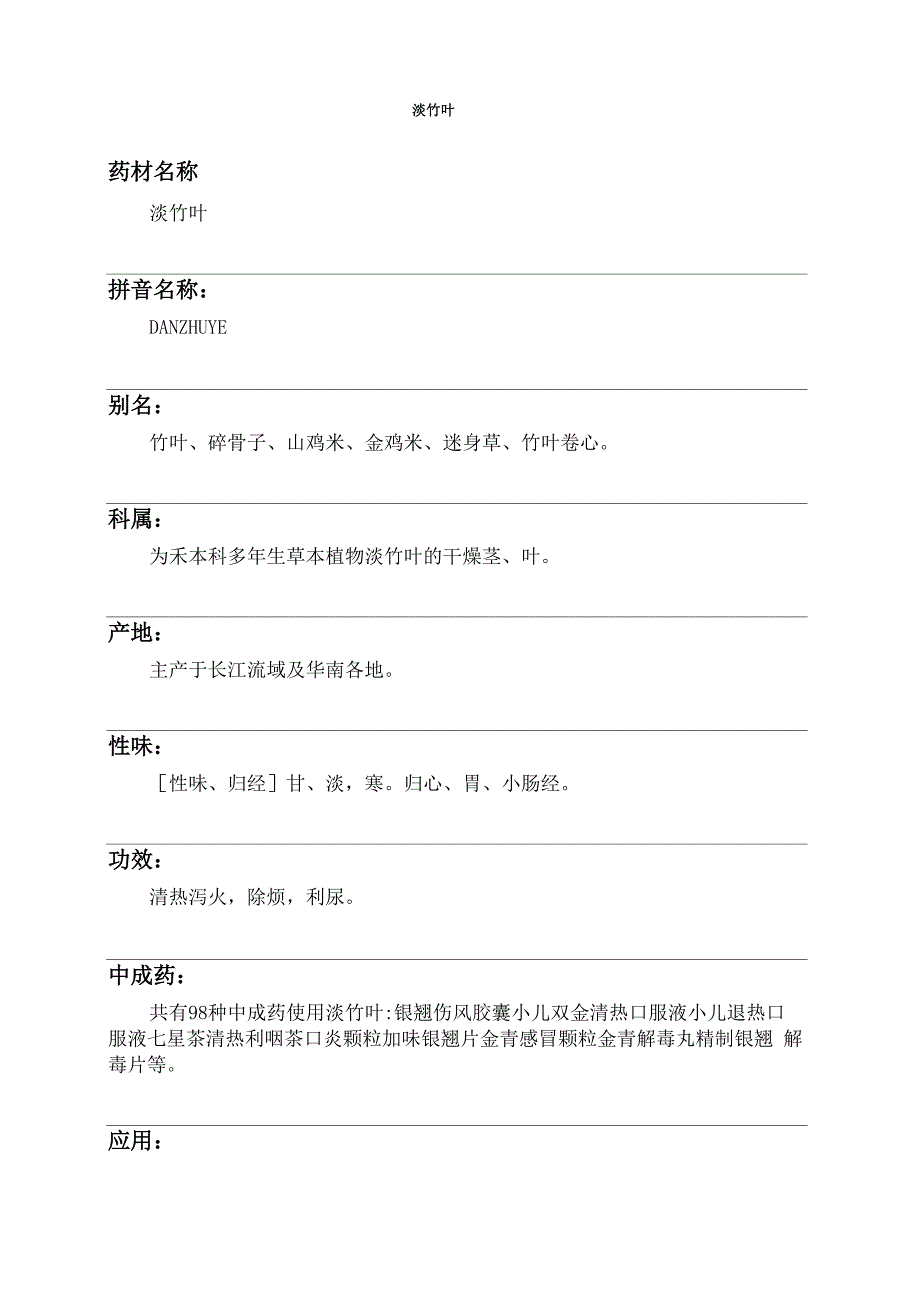 淡竹叶中药材详细说明书_第1页