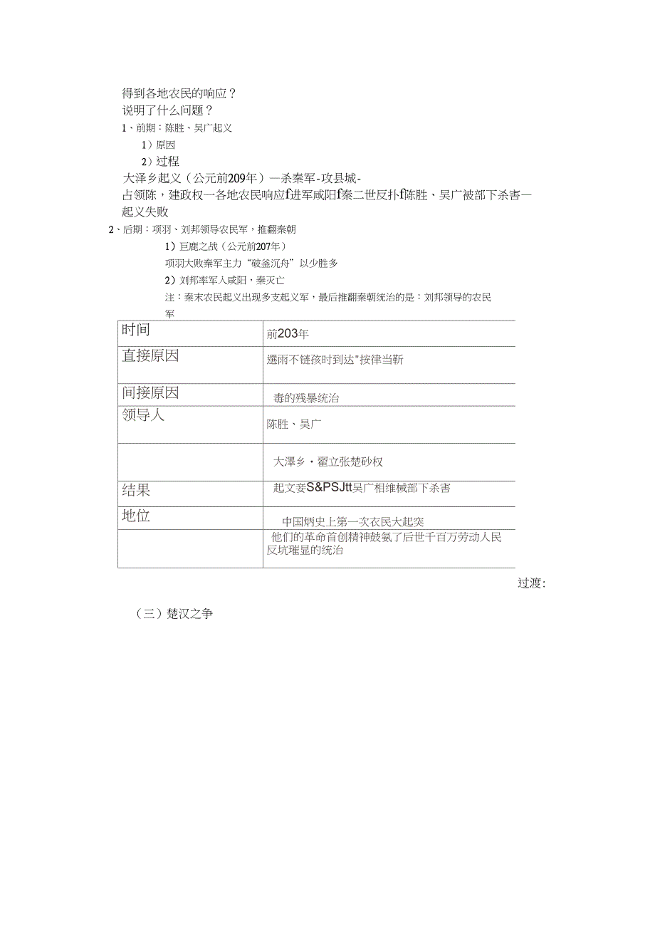 (部编)人教版初中七年级历史上册《第10课秦末农民大起义》赛课导学案_0_第2页