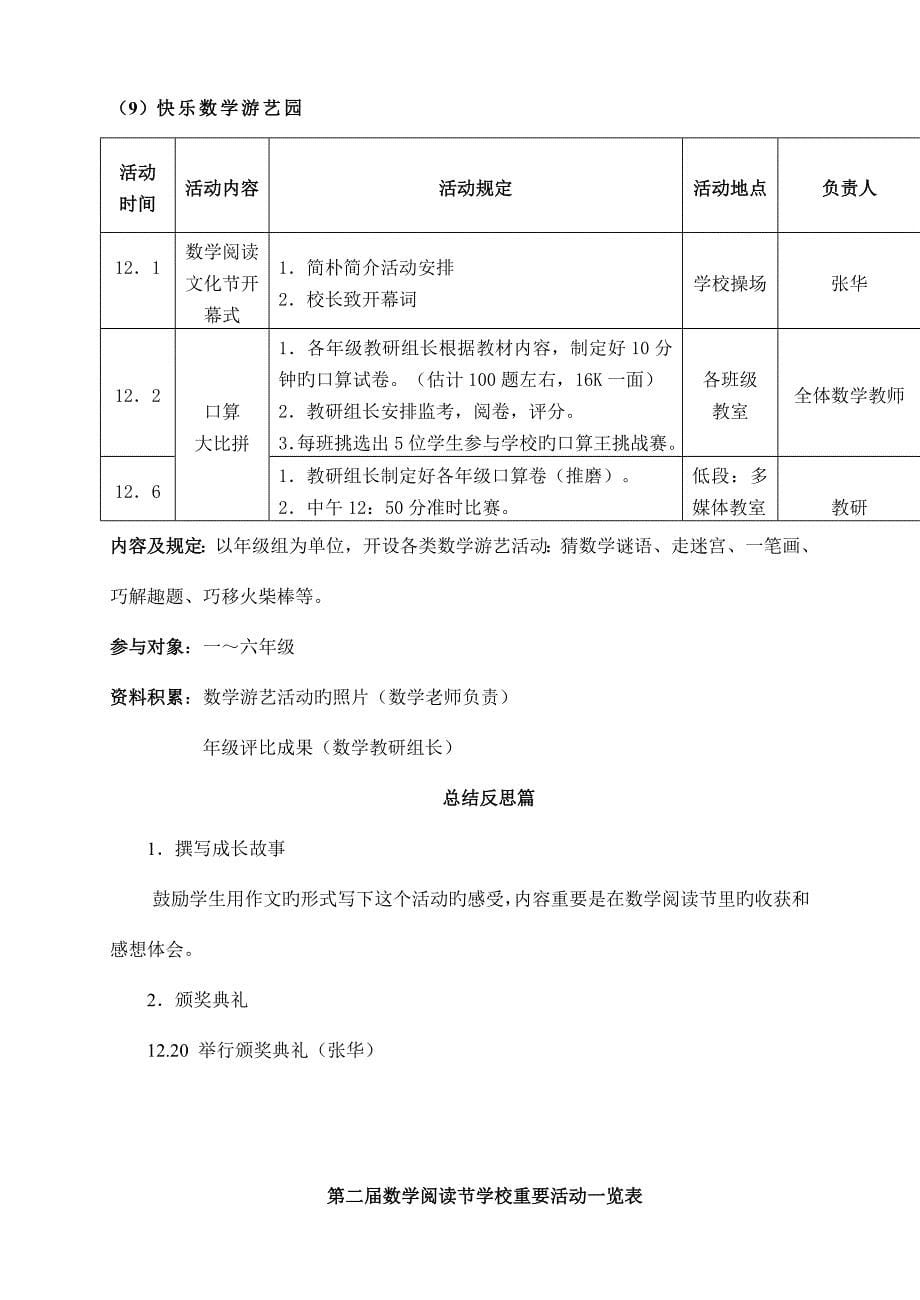 数学阅读节方案_第5页